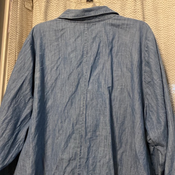 Lane Bryant Denim Tie Waist Blouse Sz 28 - Picture 2 of 4